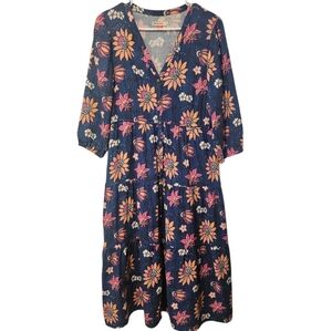 Marine Layer Camila Midi Dress  Floral Tiered Button-Down - Size Small Worn Once